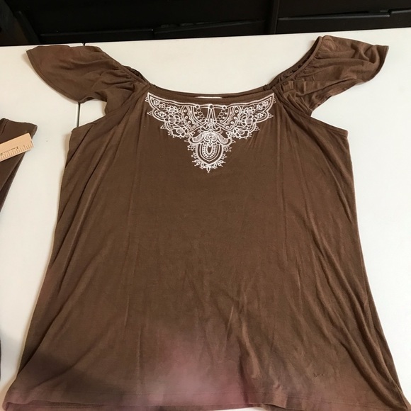 Ann Taylor size large 2 piece off shoulder top and cropped wide leg , shirred - Picture 1 of 13